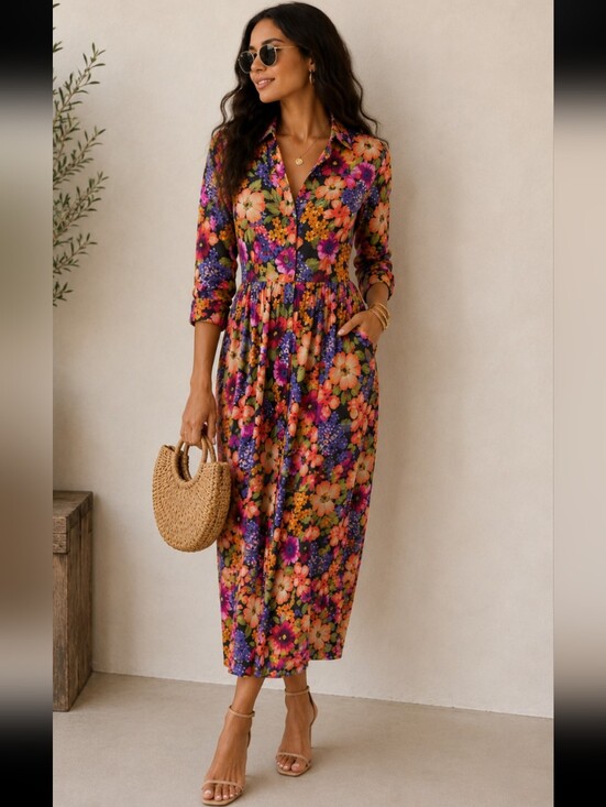 michael matisse Newyork Dresses & Skirts - Michael Matisse Newyork Floral Button-Front Midi Dress in‎ Multicolor